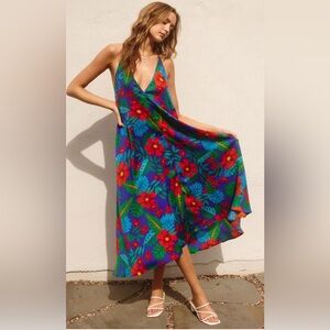 2 Piece Dress Forum Floral Tropical Print Midi Dress and Top Size M Size L
